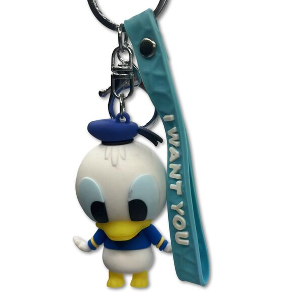 Donald Duck Character Keychain with 'Want You' Strap, Navy Blue Sailor Design - Picture 2 of 4